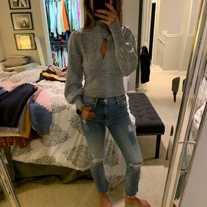 Revolve keyhole turtleneck sweater. Grey, size xs, never worn